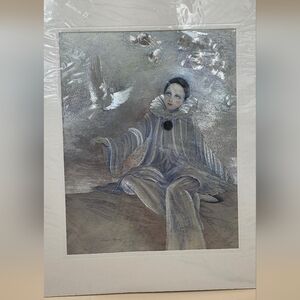 Vintage Nacreous Harlequin Picture